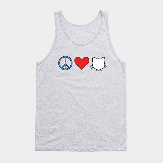 Peace Love Cats - White Tank Top by MissOstrich